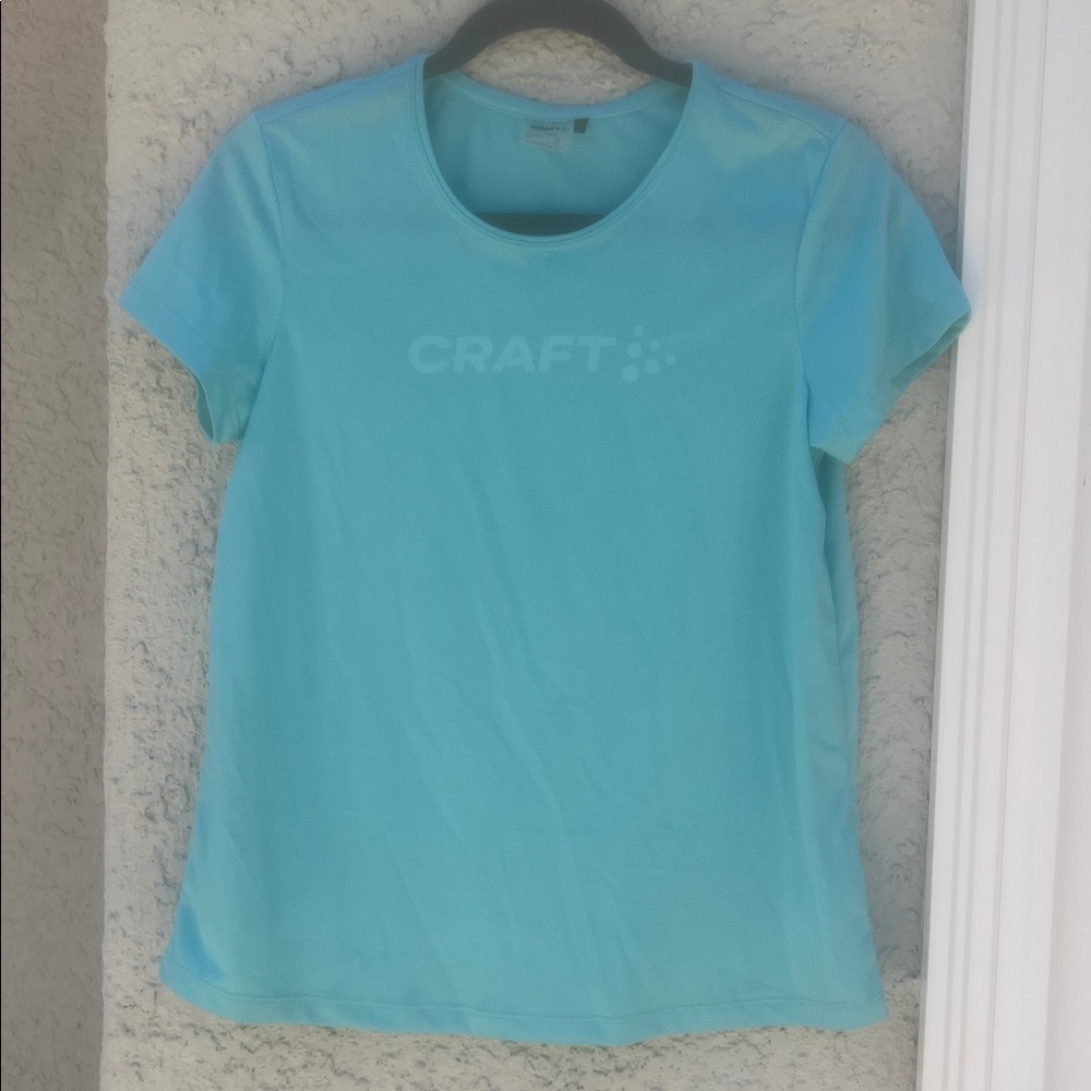 CRAFT Women's Aqua Blue Hypervent Short Sleeve Active Top Size S